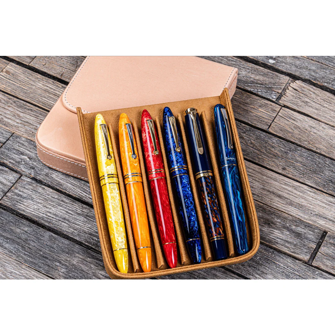 Galen Leather - Leather Magnum Opus 6 Slots Hard Pen Case with Removable Pen Tray - Undyed Leather - Image 3