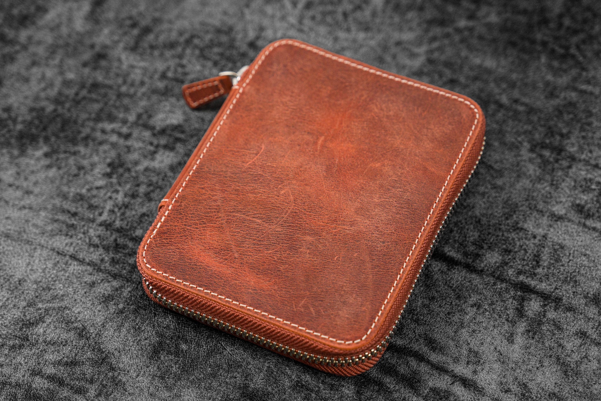 Galen Leather - Leather Zippered 10 Slots Pen Case - C.H. Orange - Image 6