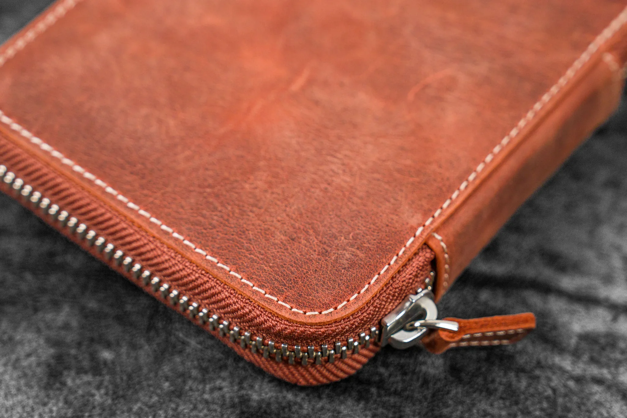 Galen Leather - Leather Zippered 10 Slots Pen Case - C.H. Orange - Image 7
