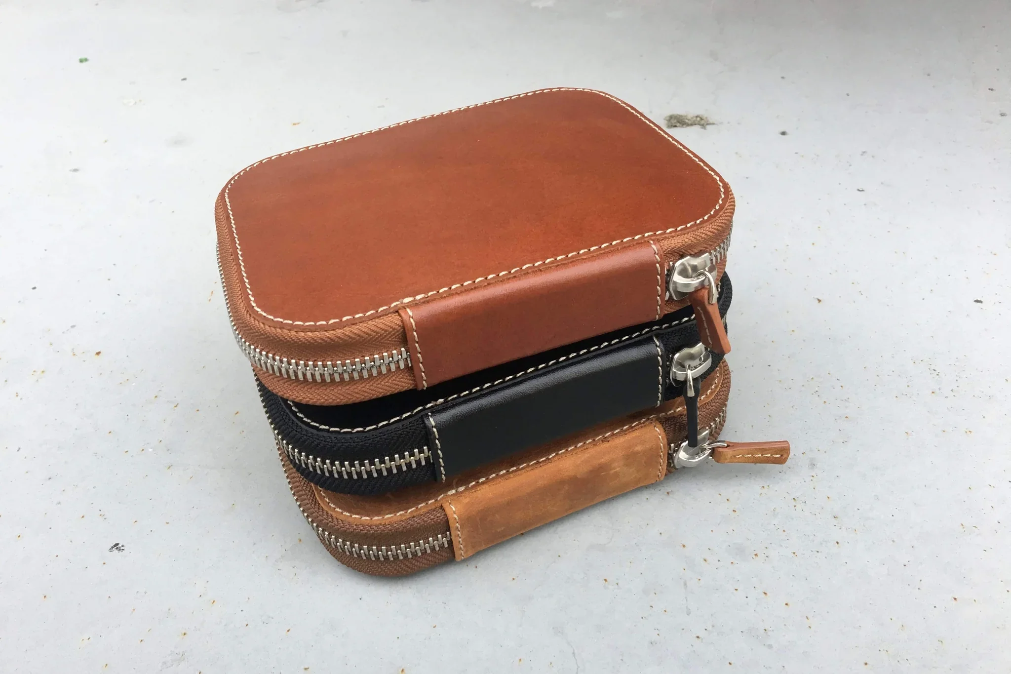 Galen Leather - Leather Zippered 10 Slots Pen Case - Crazy Horse Brown - Image 9