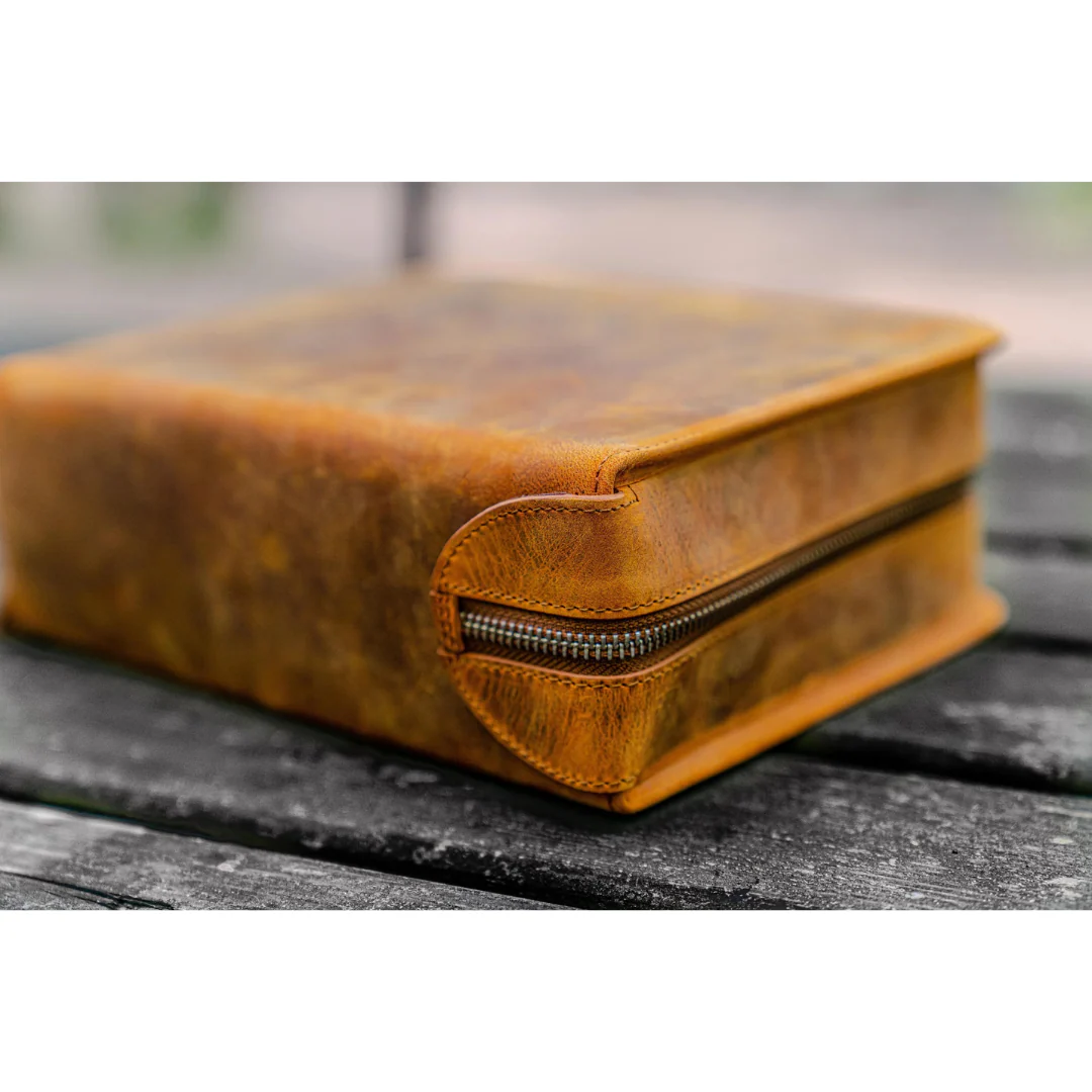 Galen Leather - Leather Zippered 40 Slots Pen Case - Crazy Horse Brown - Image 11