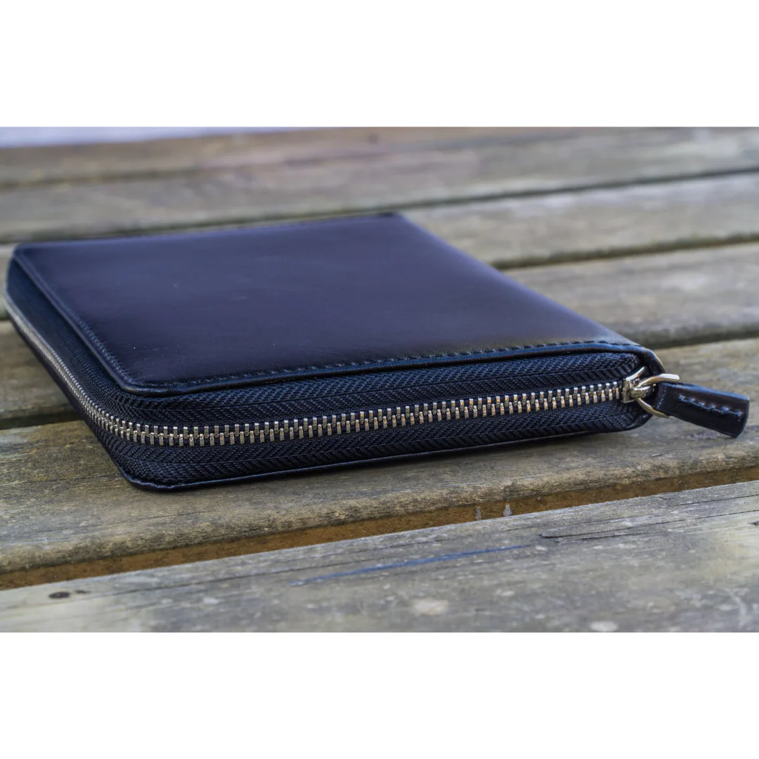Galen Leather - Leather Zippered 5 Slots Pen Case - Black - Image 2