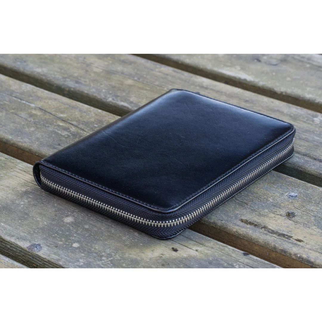 Galen Leather - Leather Zippered 5 Slots Pen Case - Black - Image 3