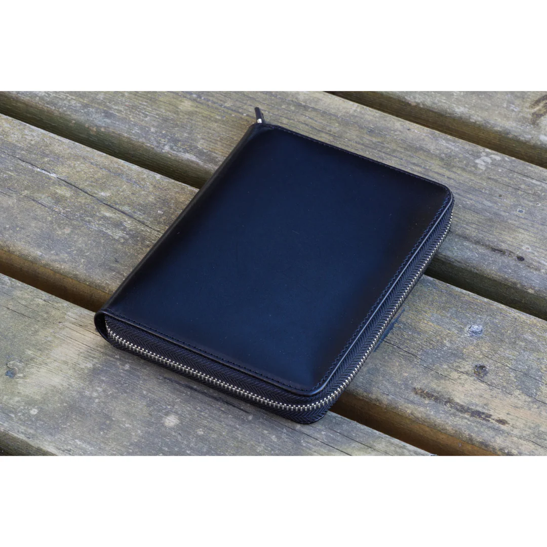Galen Leather - Leather Zippered 5 Slots Pen Case - Black - Image 4