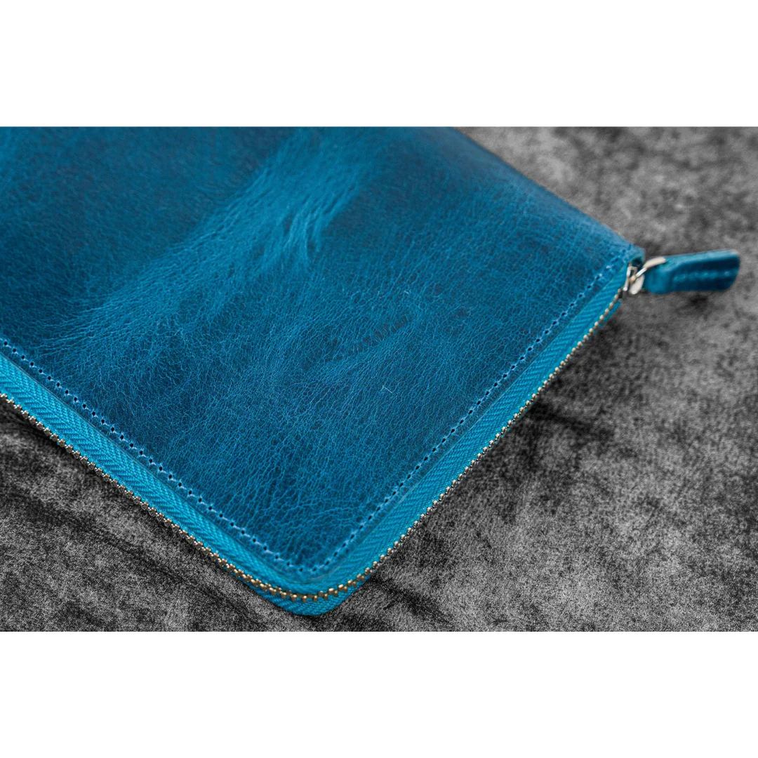Galen Leather - Leather Zippered 5 Slots Pen Case - C.H. Ocean Blue - Image 4