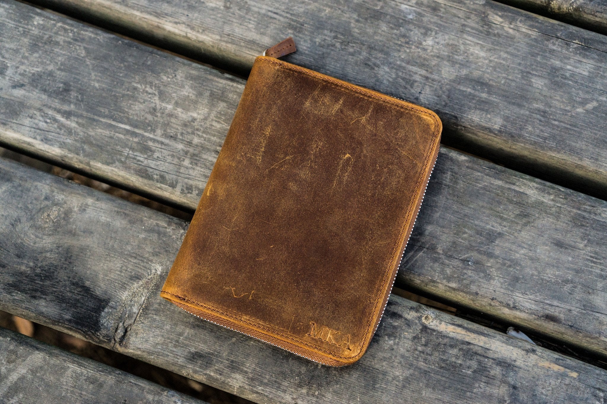 Galen Leather - Leather Zippered 5 Slots Pen Case - Crazy Horse Brown - Image 4