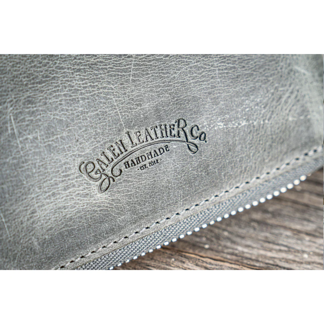 Galen Leather - Leather Zippered 5 Slots Pen Case - Crazy Horse Smoky - Image 6