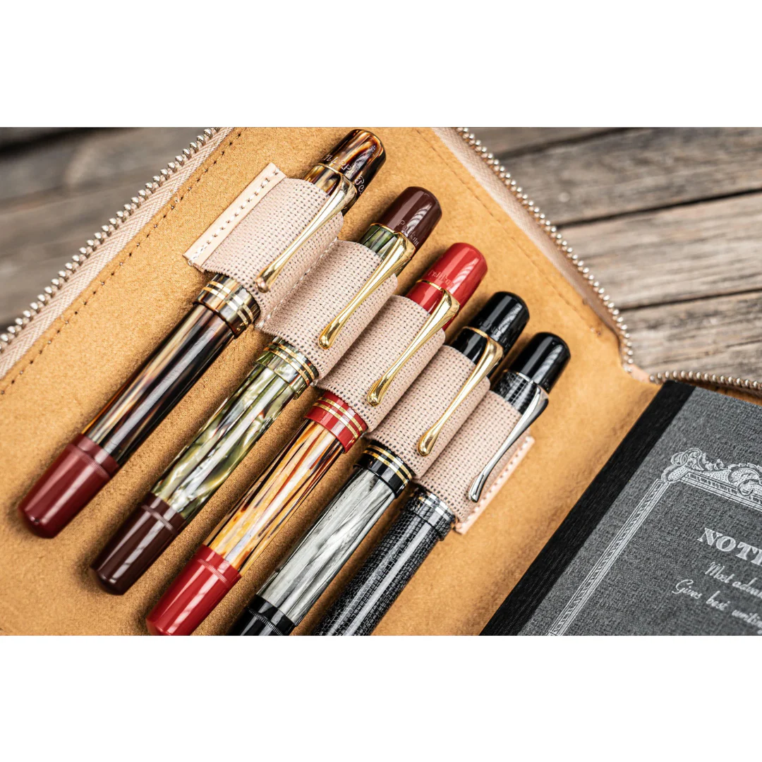 Galen Leather - Leather Zippered 5 Slots Pen Case - Undyed Leather - Image 2