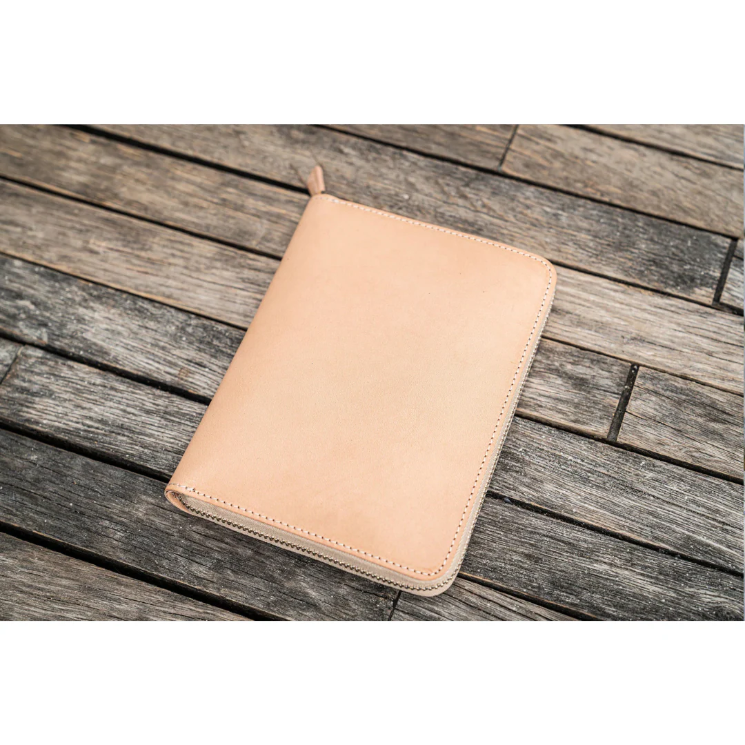Galen Leather - Leather Zippered 5 Slots Pen Case - Undyed Leather - Image 5