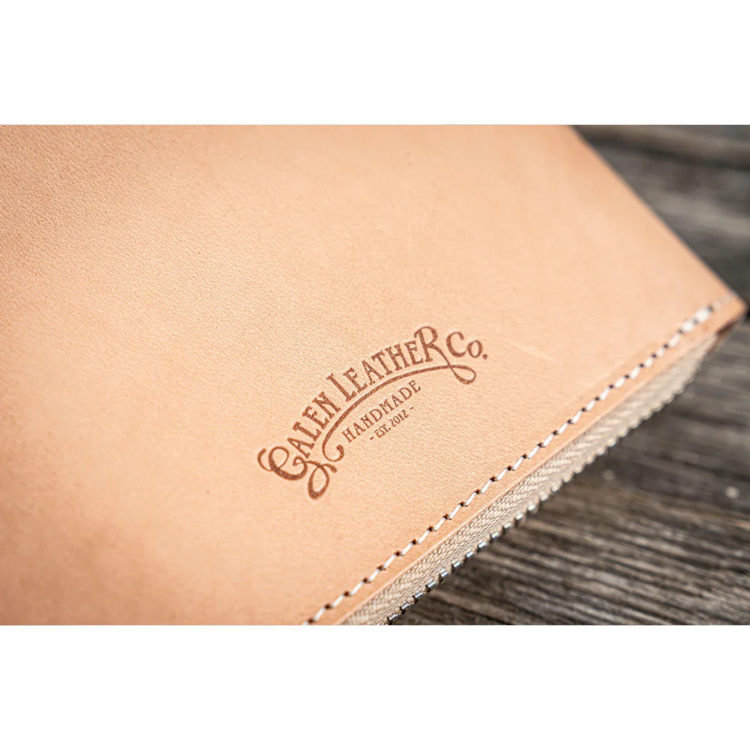 Galen Leather - Leather Zippered 5 Slots Pen Case - Undyed Leather - Image 7