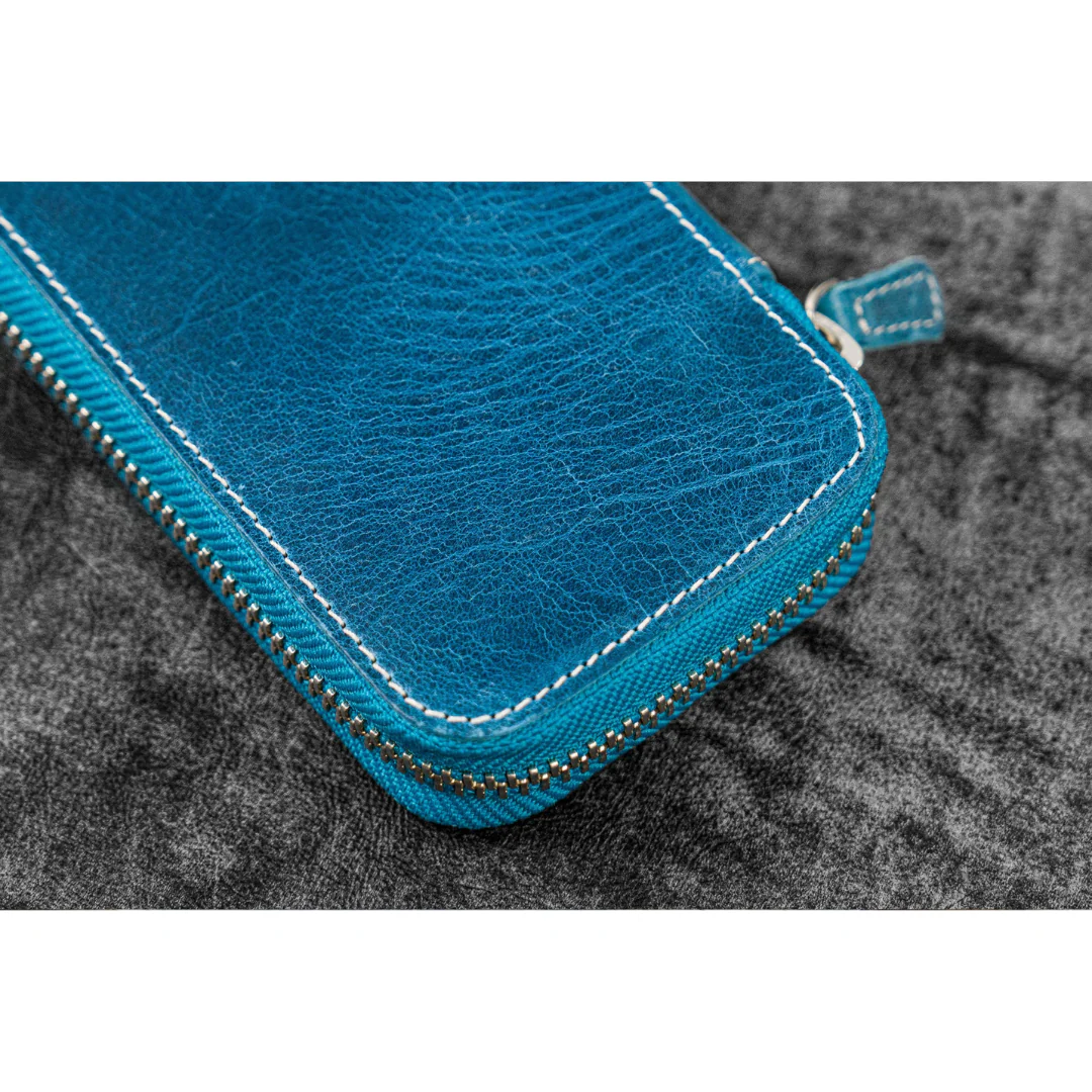 Galen Leather - Leather Zippered 6 Slots Pen Case - C.H. Ocean Blue - Image 7