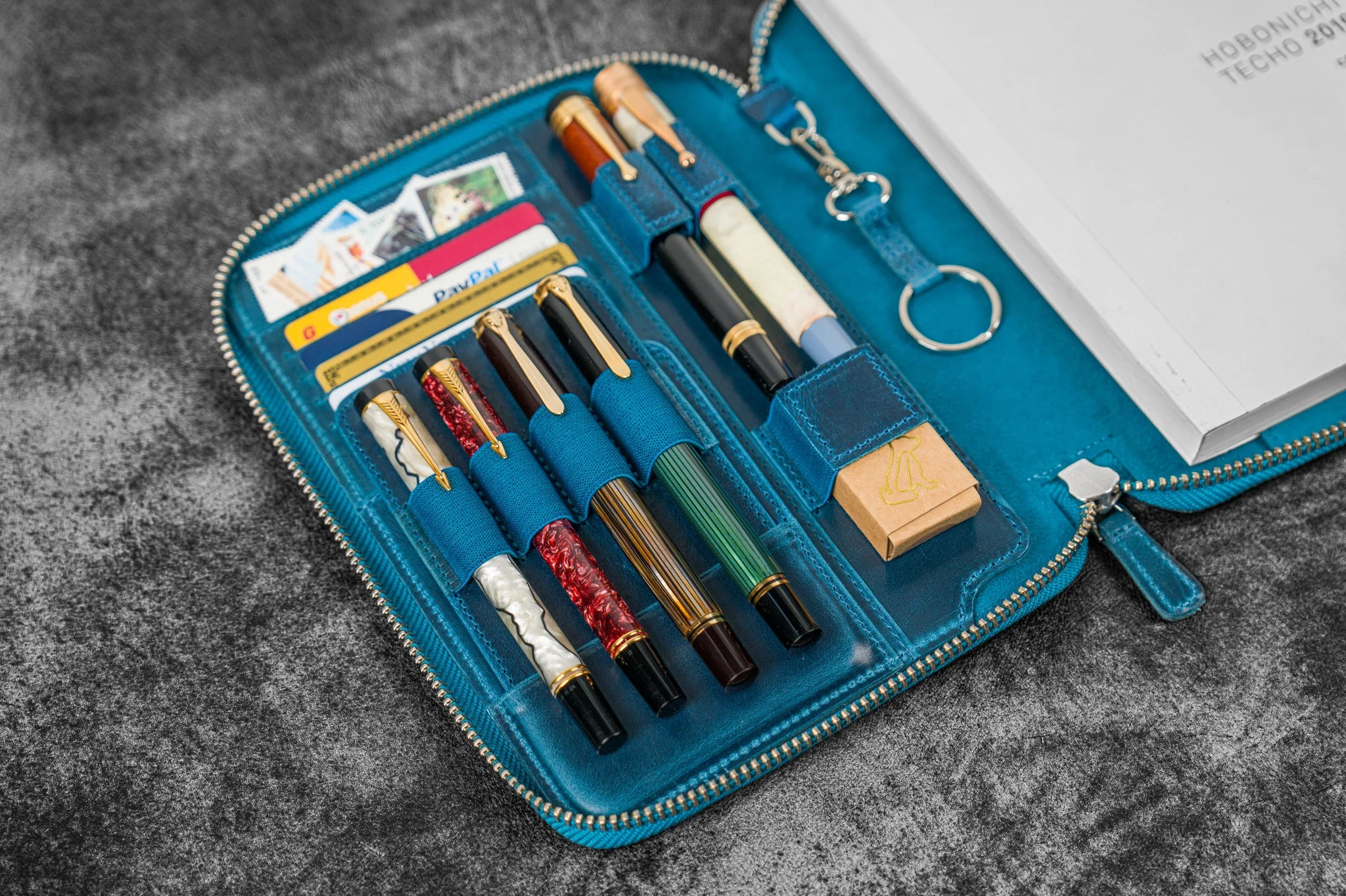 Galen Leather - Leather Zippered A5 Notebook Folio - C.H. Ocean Blue - Image 2