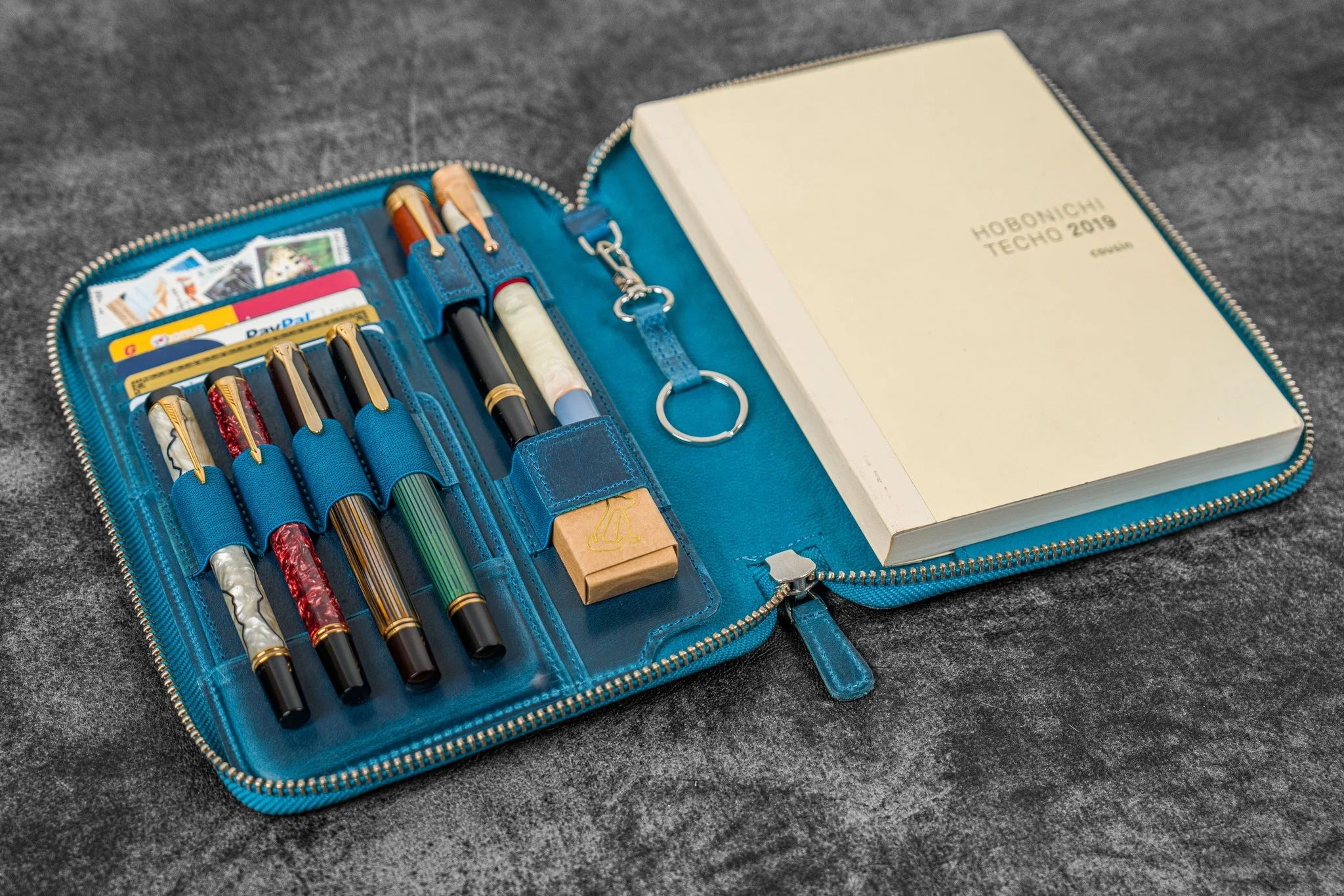 Galen Leather - Leather Zippered A5 Notebook Folio - C.H. Ocean Blue - Image 3