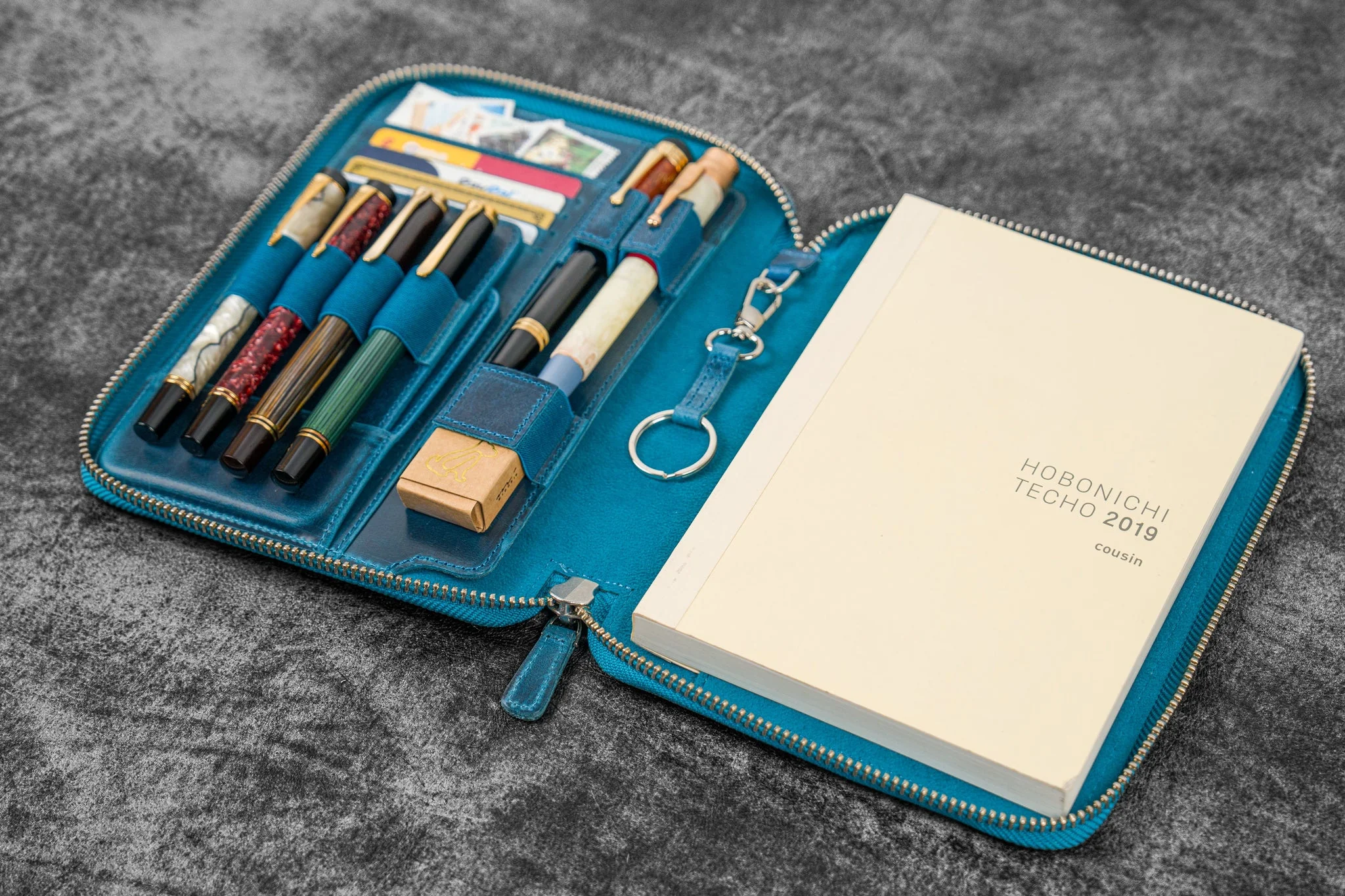 Galen Leather - Leather Zippered A5 Notebook Folio - C.H. Ocean Blue - Image 4