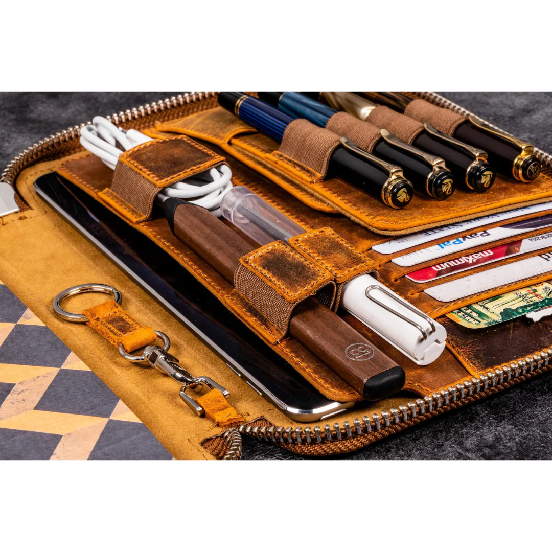 Galen Leather - Leather Zippered A5 Leuchtturm 1917 Notebook Folio - Crazy Horse Brown - Image 12