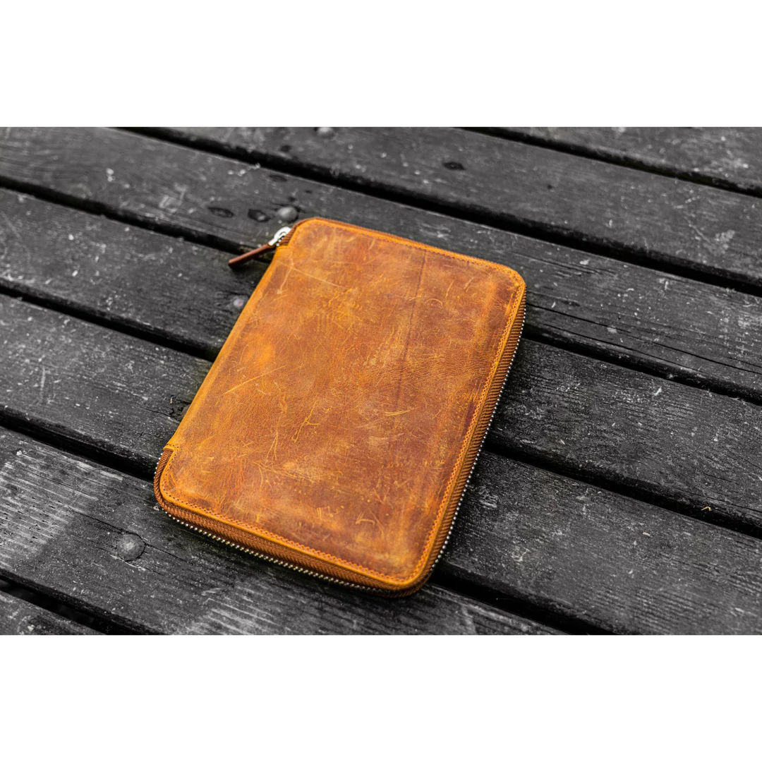 Galen Leather - Leather Zippered A5 Leuchtturm 1917 Notebook Folio - Crazy Horse Brown - Image 6