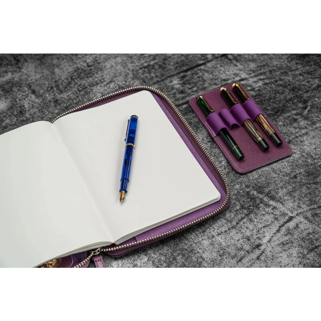 Galen Leather - Leather Zippered A5 Leuchtturm1917 Notebook Folio - Purple - Image 6