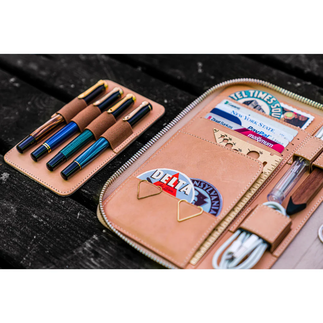 Galen Leather -Leather Zippered A5 Leuchtturm 1917 Notebook Folio  - Undyed Leather - Image 4