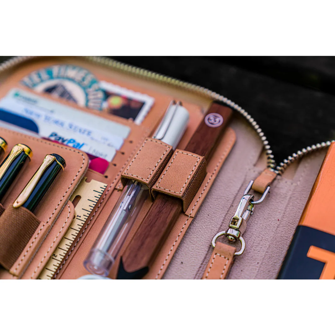Galen Leather -Leather Zippered A5 Leuchtturm 1917 Notebook Folio  - Undyed Leather - Image 6