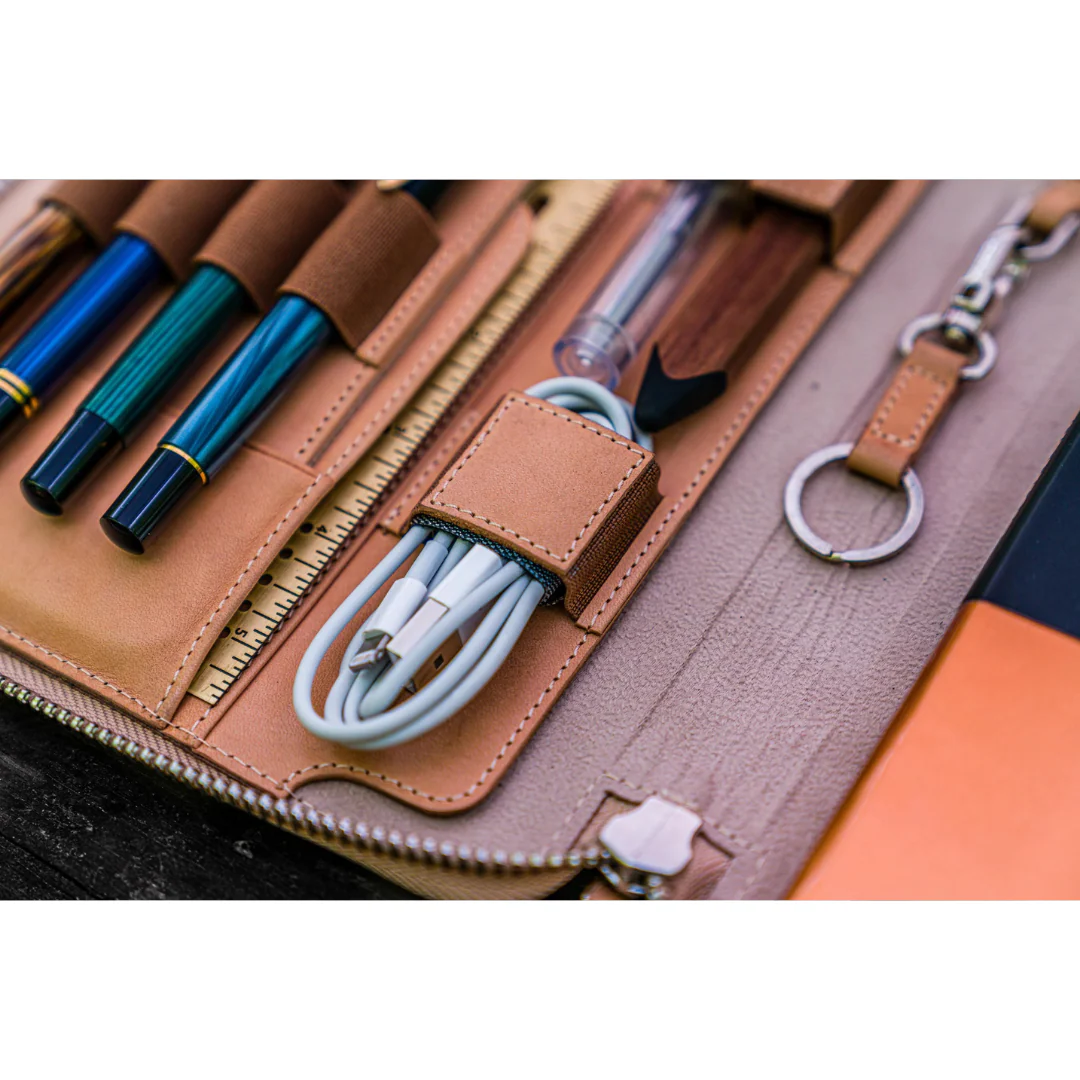 Galen Leather -Leather Zippered A5 Leuchtturm 1917 Notebook Folio  - Undyed Leather - Image 7