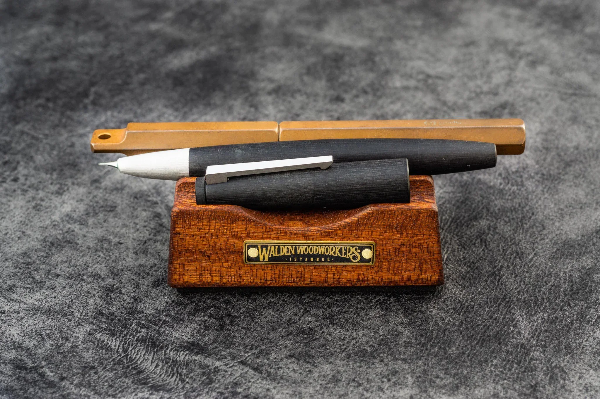 Galen Leather - The Pen Rest Wooden Pen and Brush Stand - Mahogany - Image 5