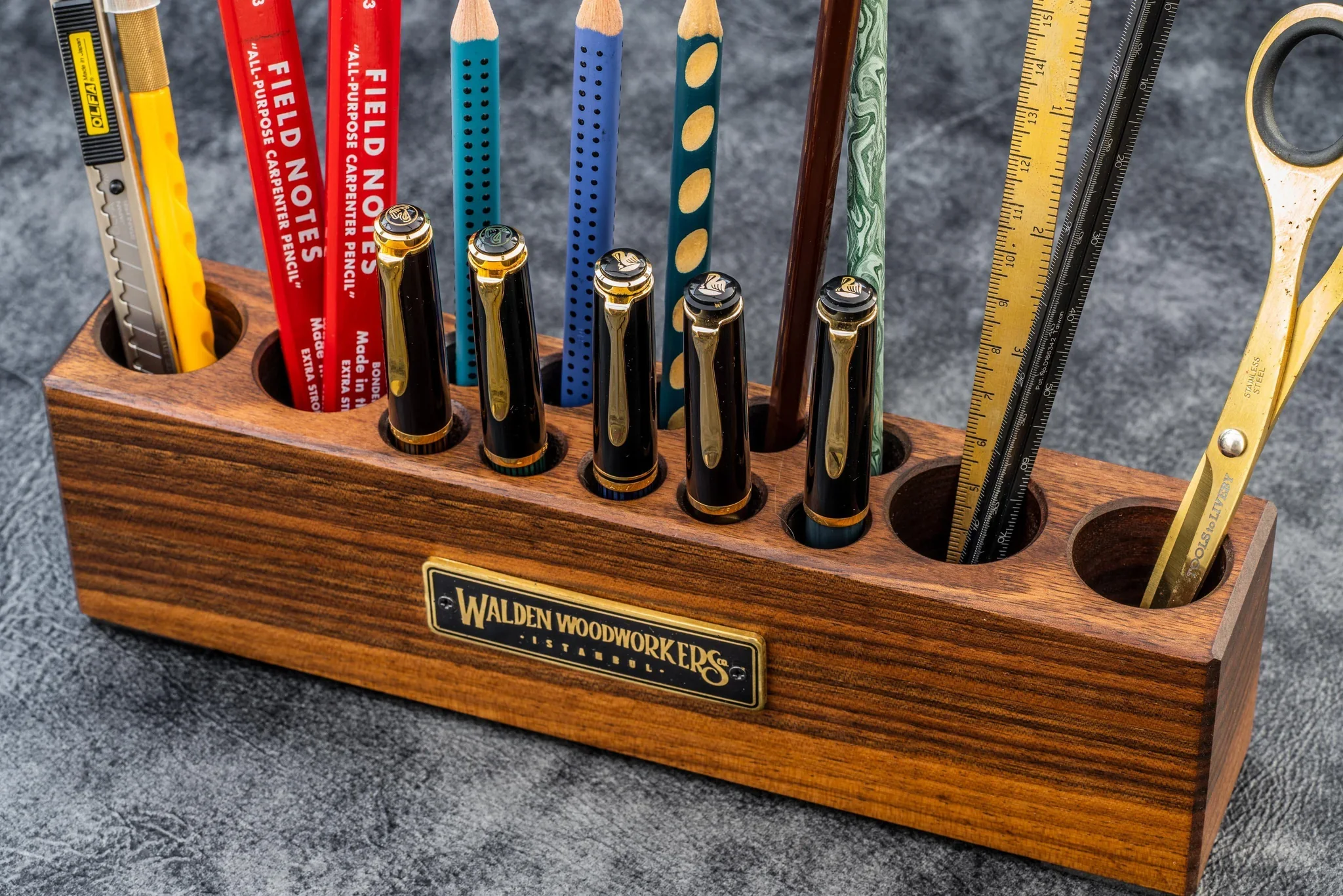 Galen Leather - Wood Desk Organizer - Pen and Tool Holder - Walnut - Image 3