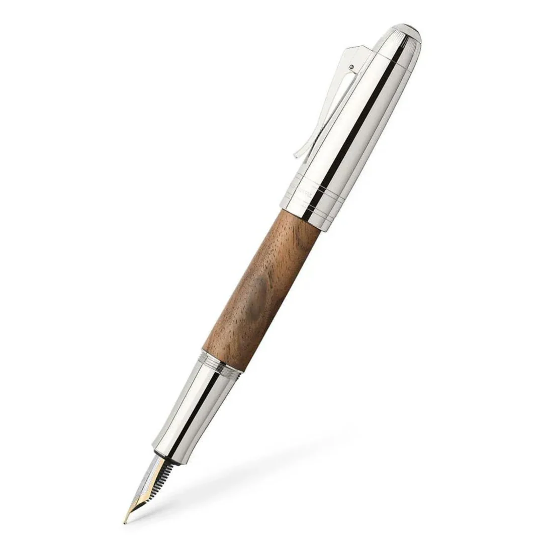 Graf Von Faber-Castell - Magnum Walnut Wood Fountain Pen Gift Set 18K Gold Nib - Fine