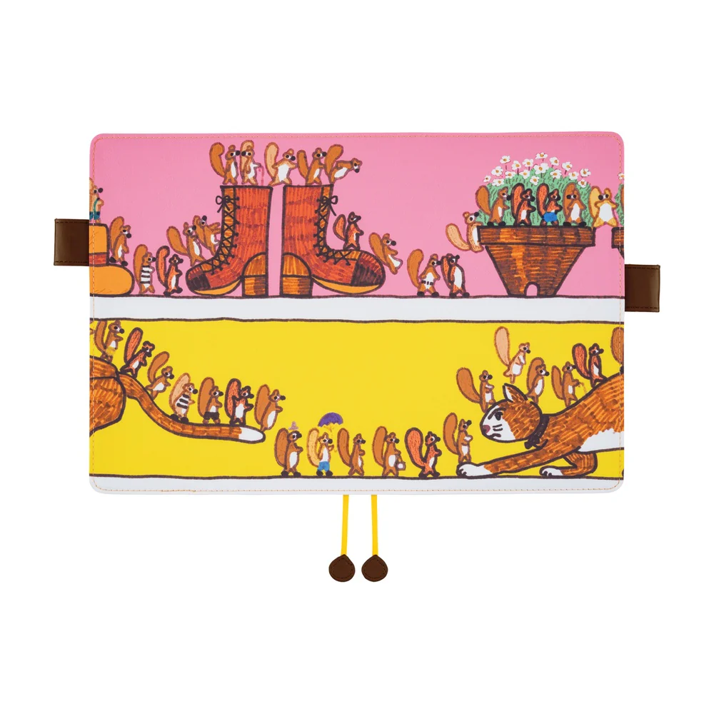 Hobonichi Techo 2026 - A5 Cover Only - 100%ORANGE: Where’s the Squirrel Going - Image 3
