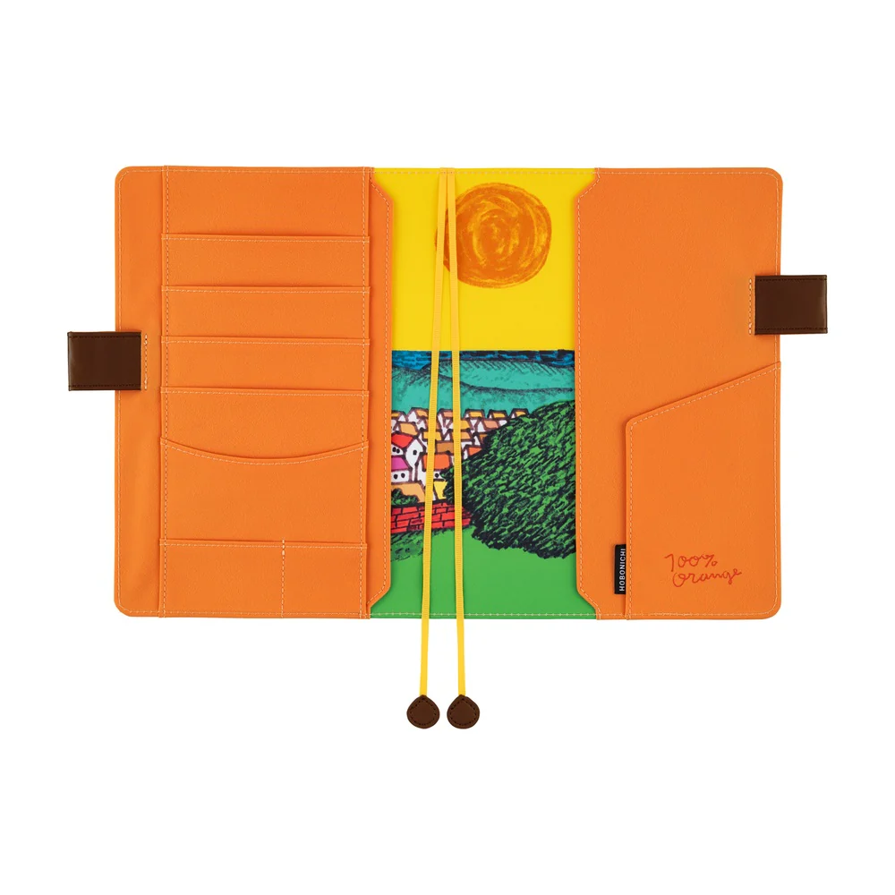 Hobonichi Techo 2026 - A5 Cover Only - 100%ORANGE: Where’s the Squirrel Going - Image 4
