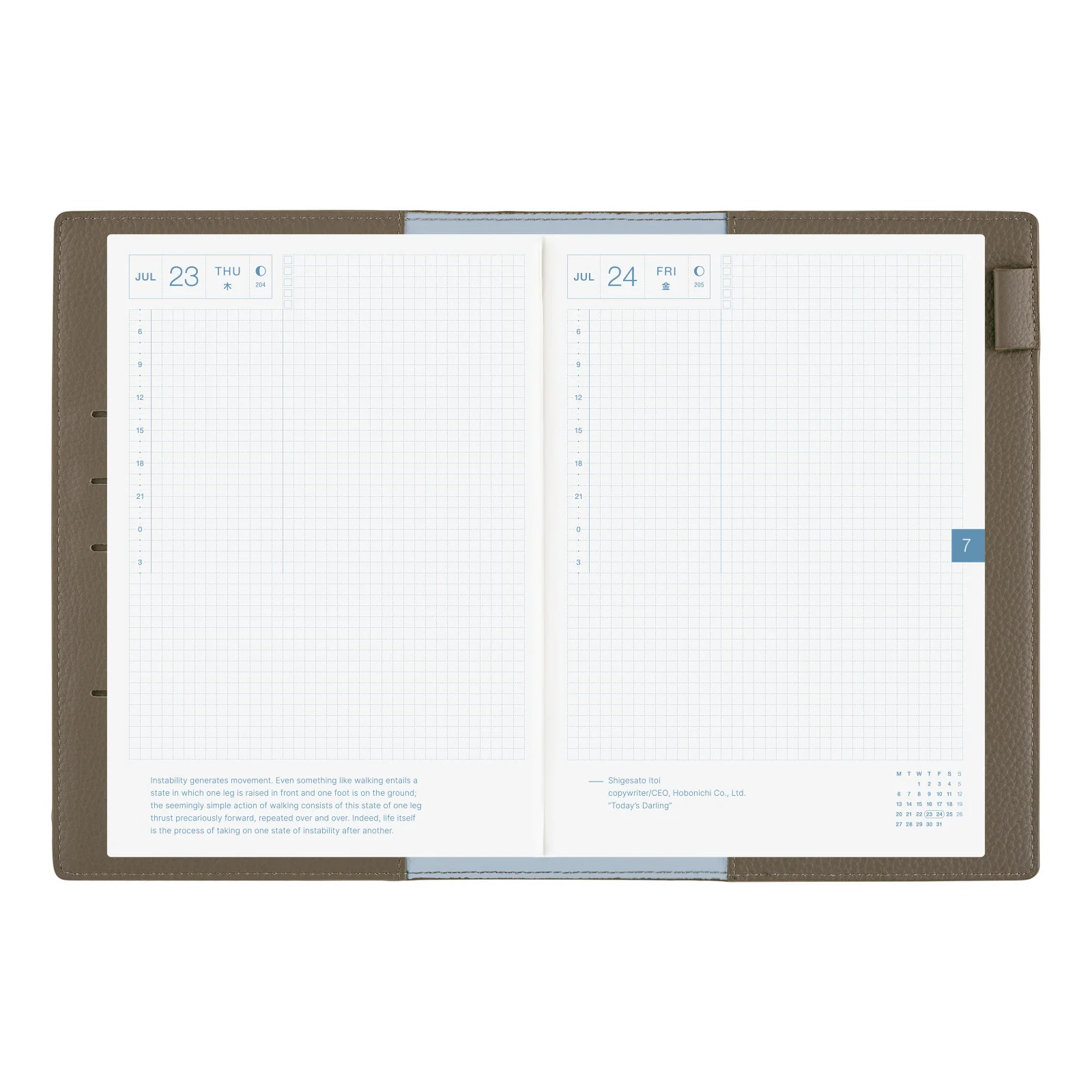 Hobonichi Techo 2026 - A5 Cover Only -  Leather: Taut (Gray & Light Blue) - Image 9