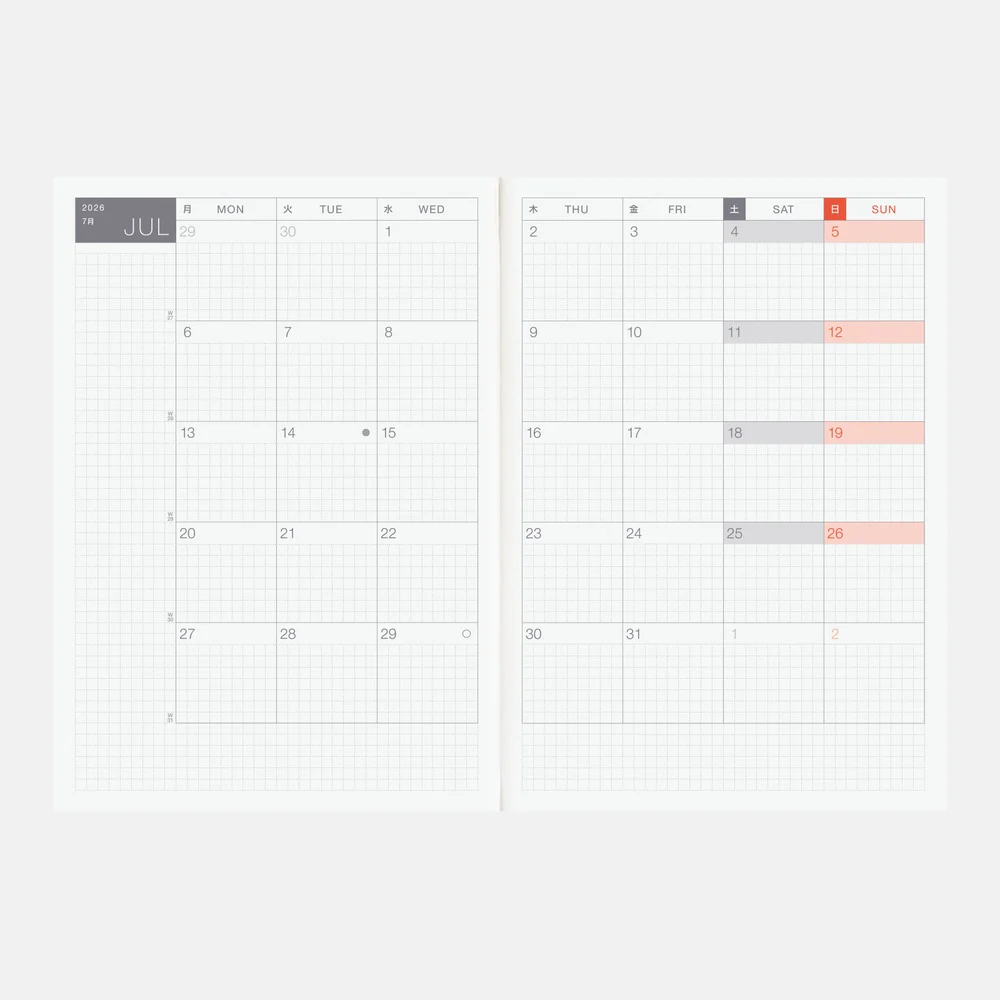 Hobonichi Techo 2026 - A5 English Cousin Book - 2026 January start (Monday start) - Image 3