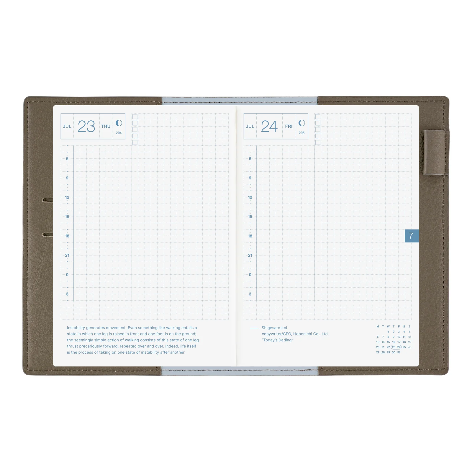 Hobonichi Techo 2026 - A6 Cover Only -  Leather: Taut (Gray & Light Blue) - Image 9