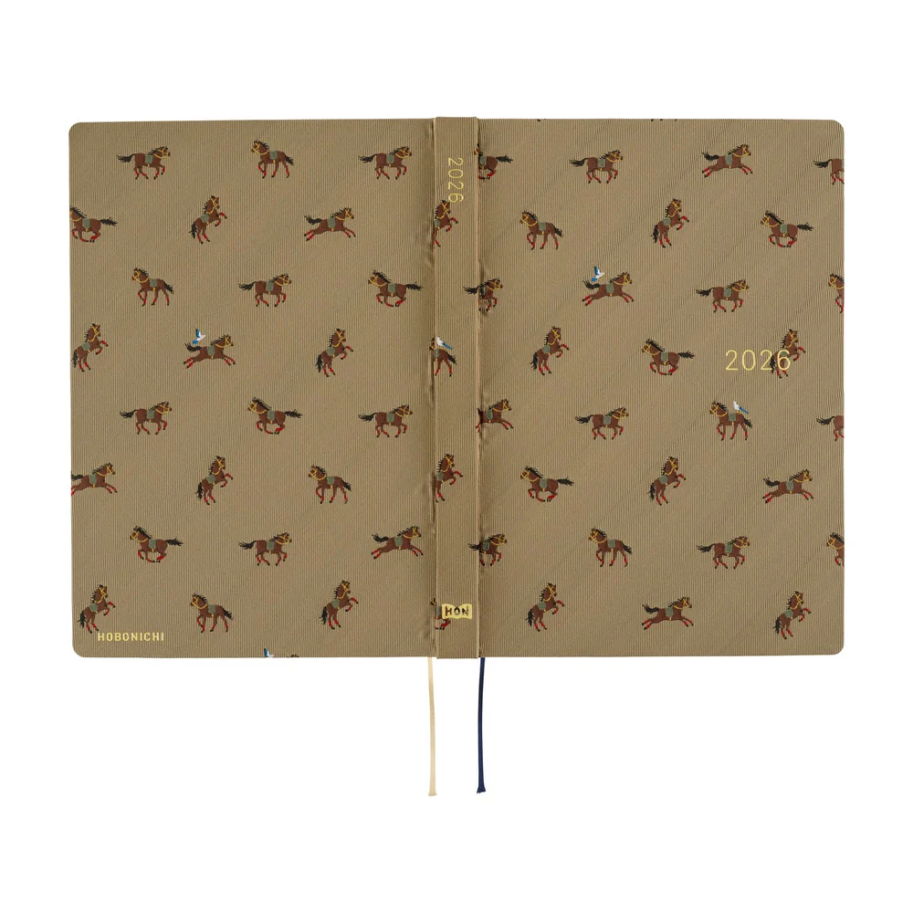 Hobonichi Techo 2026 - Cousin A5 HON Planner Book - Bow & Tie: Galloping Horses - English/January Start/Monday Start - Image 3