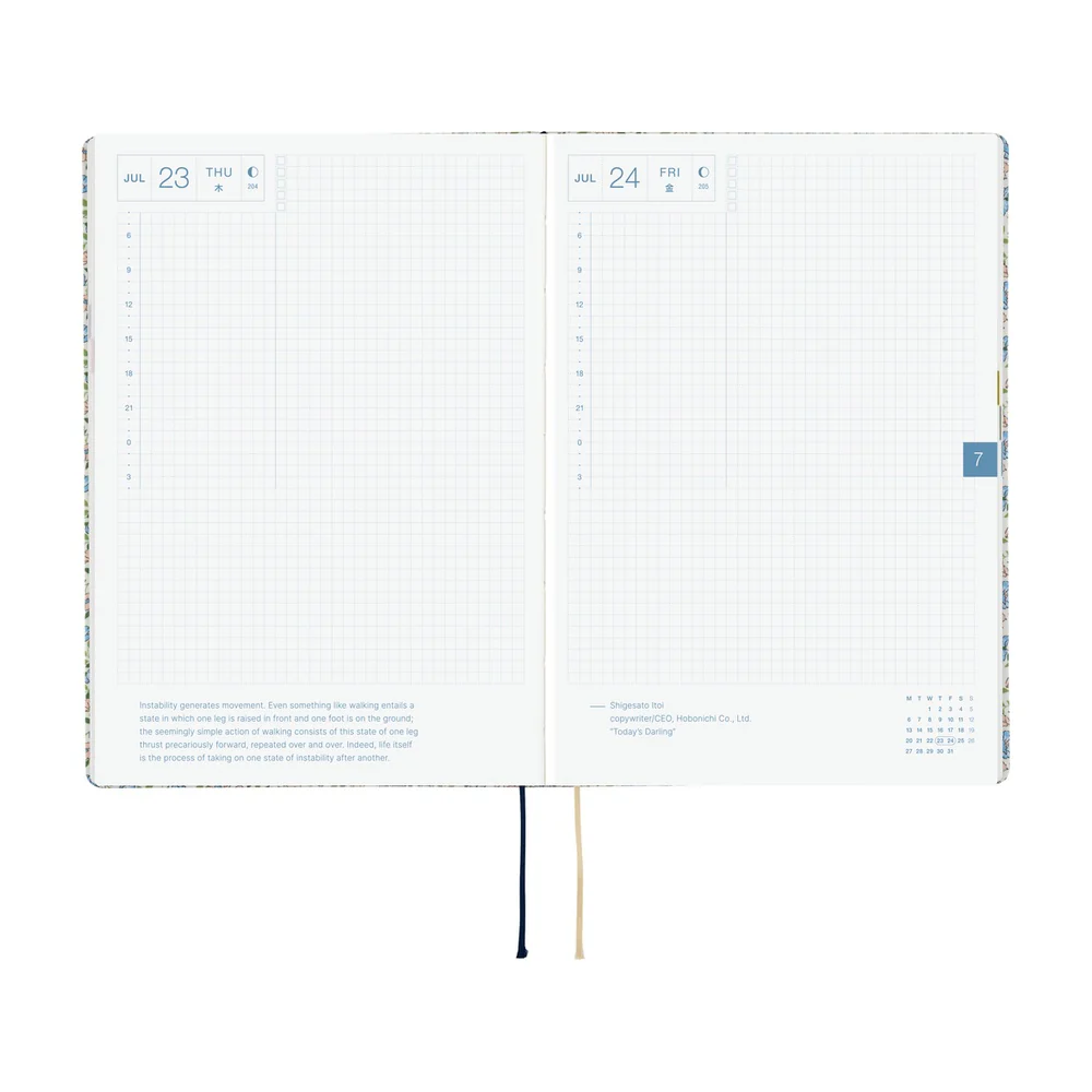 Hobonichi Techo 2026 - Cousin A5 HON Planner Book - Liberty Fabrics: Sasha Kiora - English/January Start/Monday Start - Image 5
