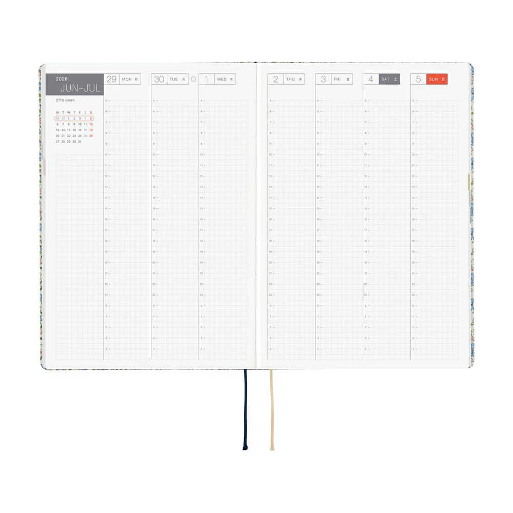 Hobonichi Techo 2026 - Cousin A5 HON Planner Book - Liberty Fabrics: Sasha Kiora - English/January Start/Monday Start - Image 7