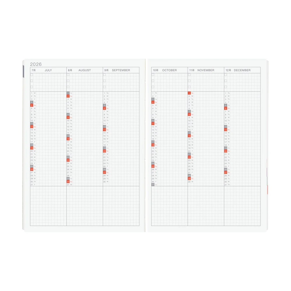 Hobonichi Techo 2026 -  Cousin A5 HON Planner Book - Paper Series: Black Gingham - English/January Start/Monday Start - Image 6
