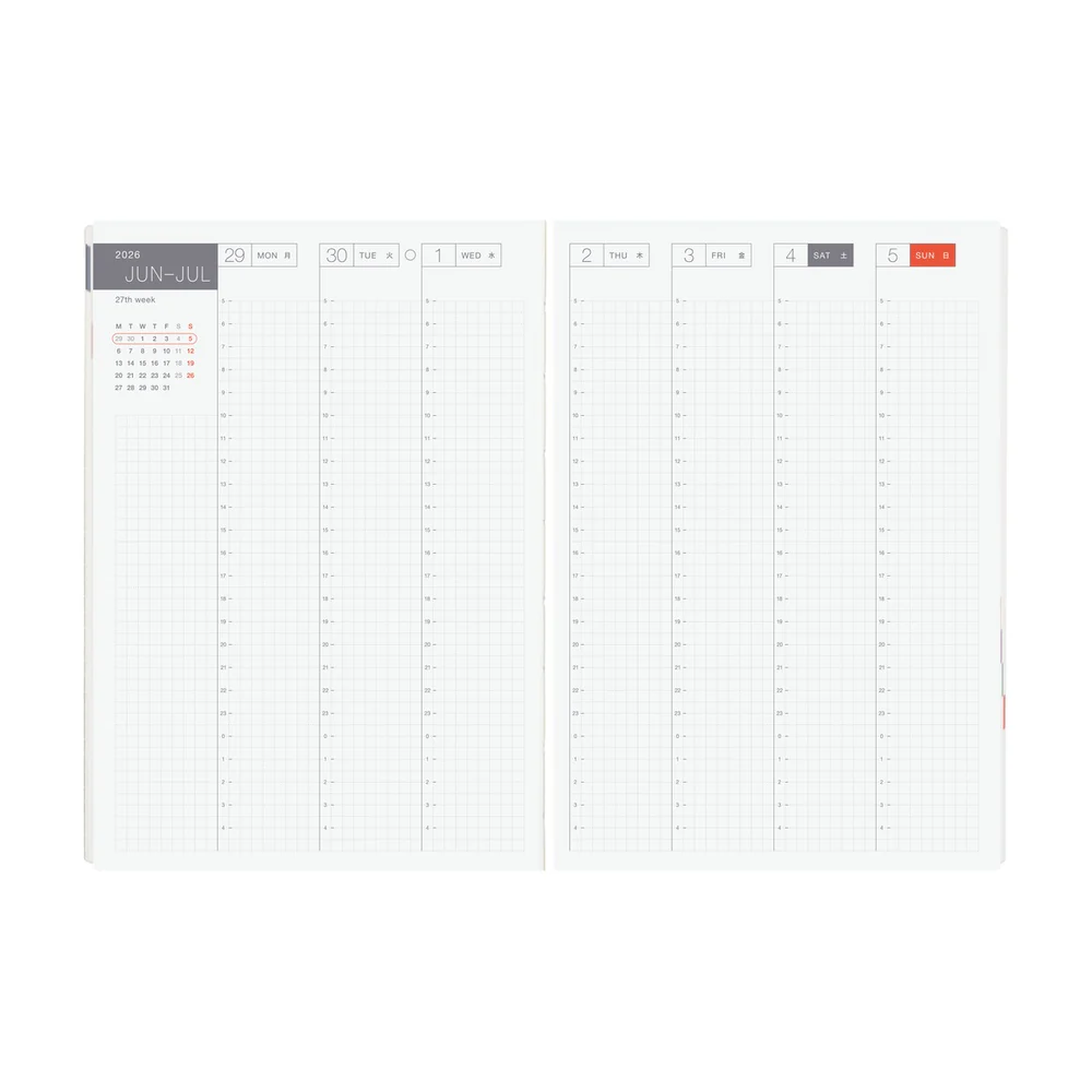 Hobonichi Techo 2026 -  Cousin A5 HON Planner Book - Paper Series: Black Gingham - English/January Start/Monday Start - Image 7