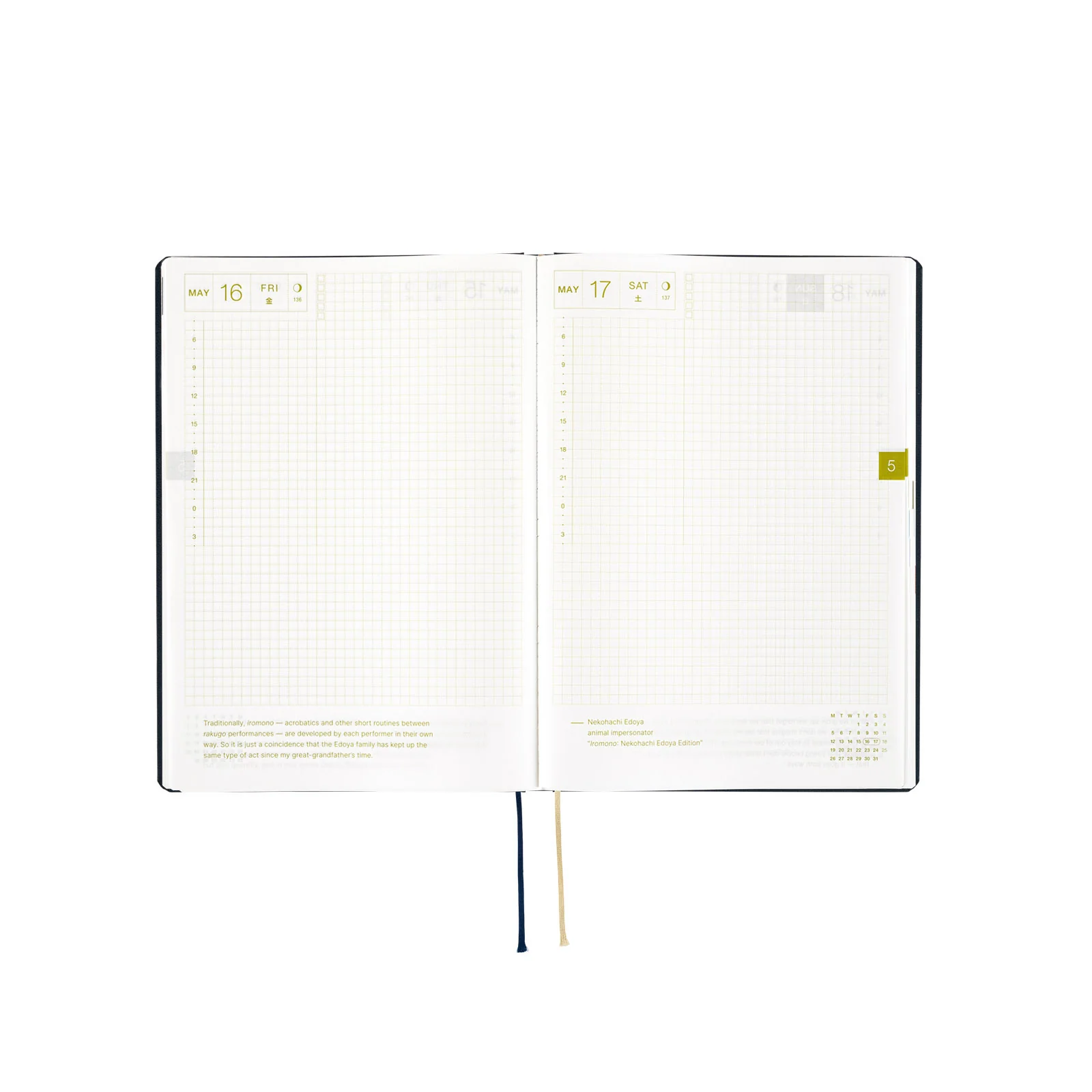 Hobonichi Techo 2026 -  Cousin (A5) HON Planner Book - Slash (Navy) - English/January Start/Monday Start - Image 10