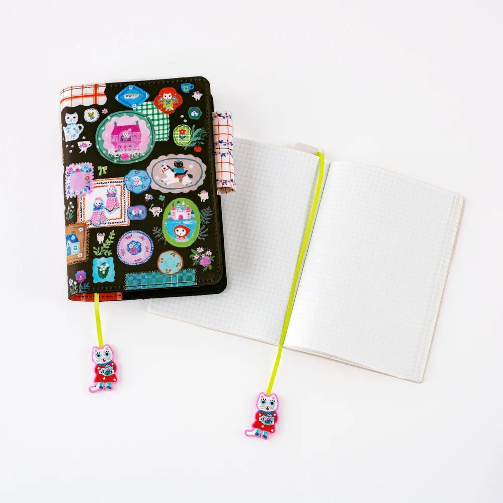 Hobonichi Techo 2026 - Embroidered Bookmark - White Cat by Yumi Kitagishi - Image 2