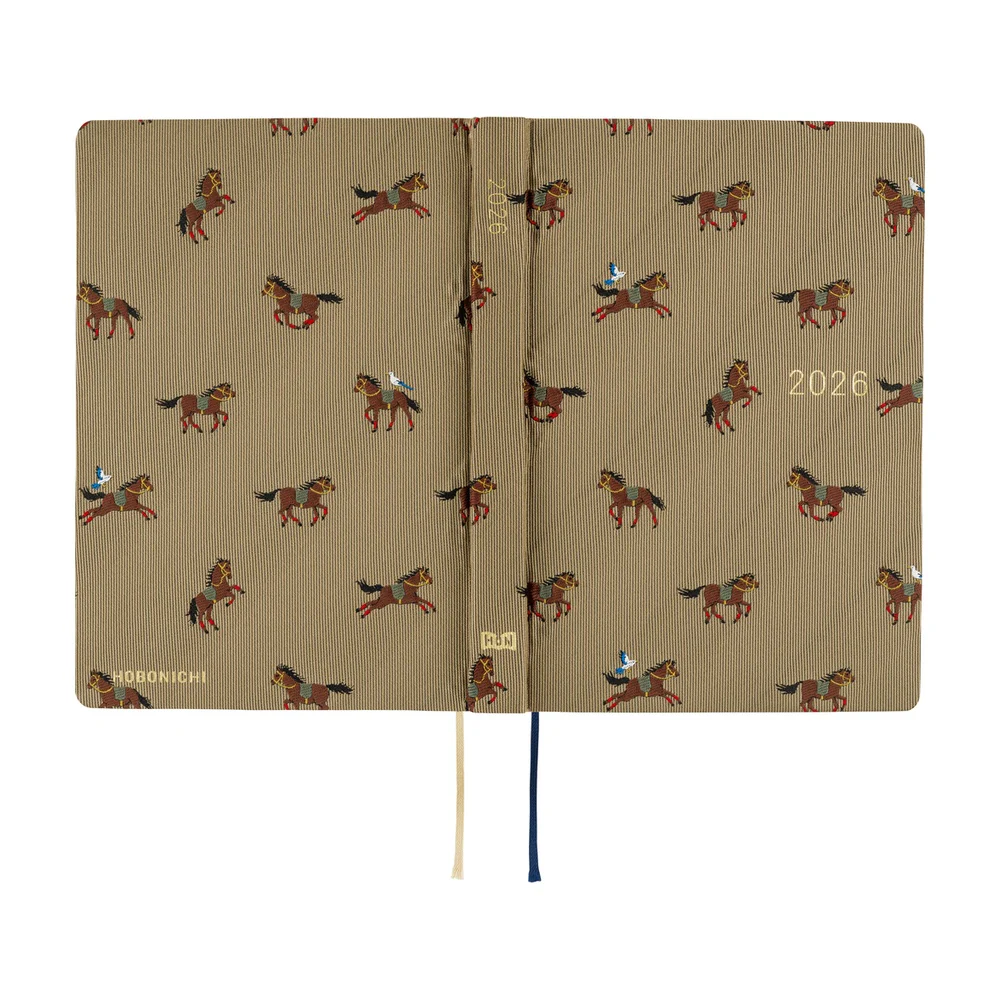 Hobonichi Techo 2026 -  Original (A6) HON Planner Book - Bow & Tie: Galloping Horses - English/January Start/Monday Start - Image 3