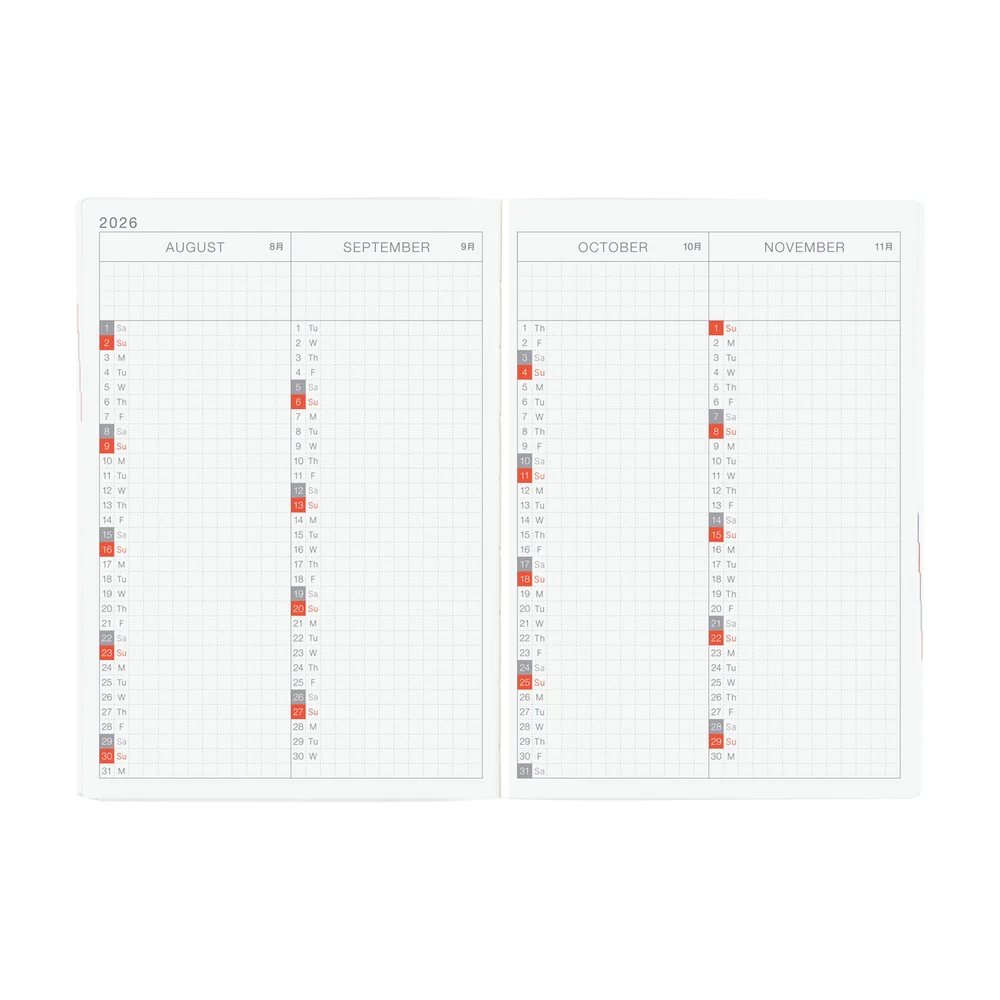 Hobonichi Techo 2026 - Original (A6) HON Planner Book - Paper Series: Black Gingham - English/January Start/Monday Start - Image 6