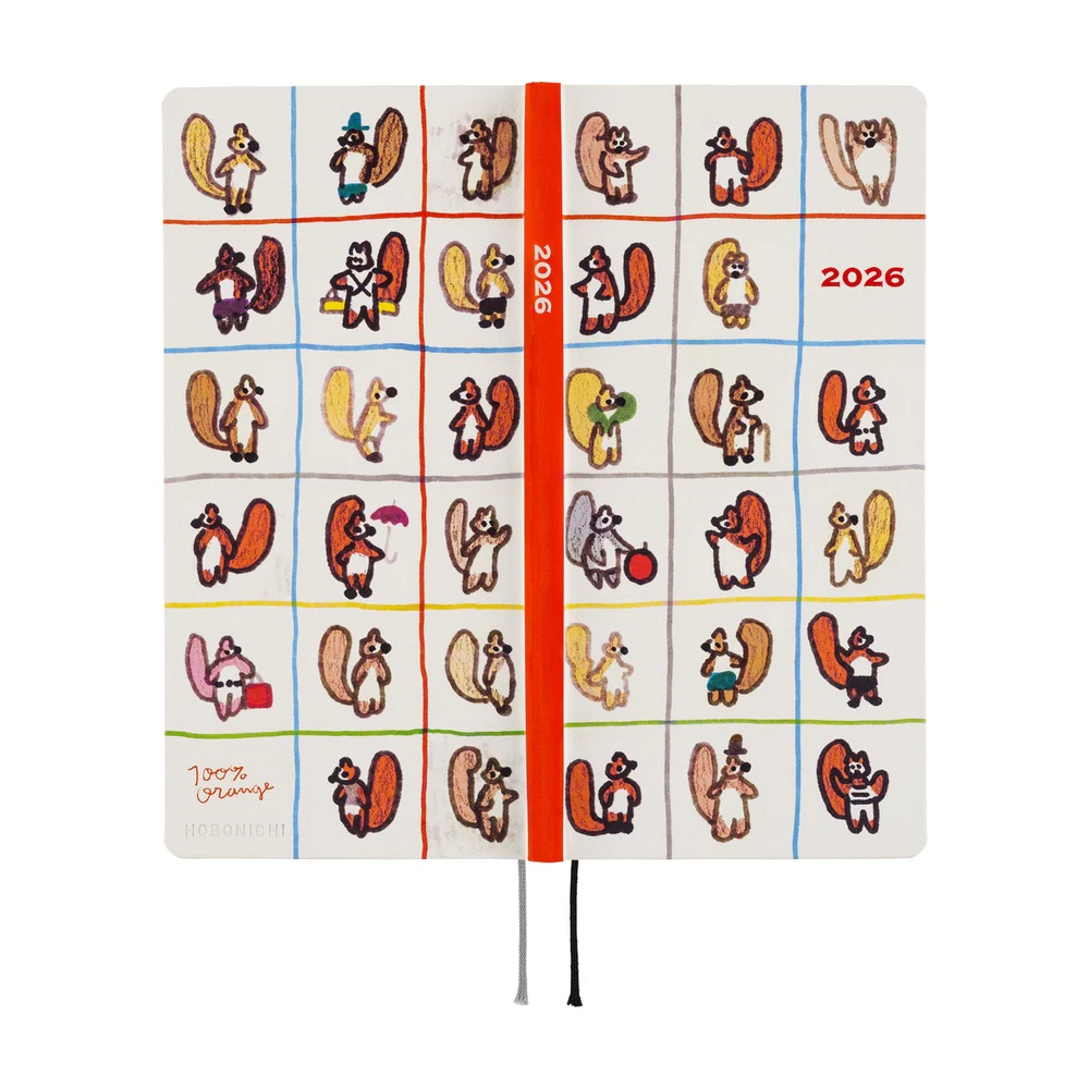 Hobonichi Techo 2026 - Weeks/Wallet Planner Book - 100%ORANGE: Squirrel’s Moving Day [English/Tall & Slim/Jan Start] - Image 3