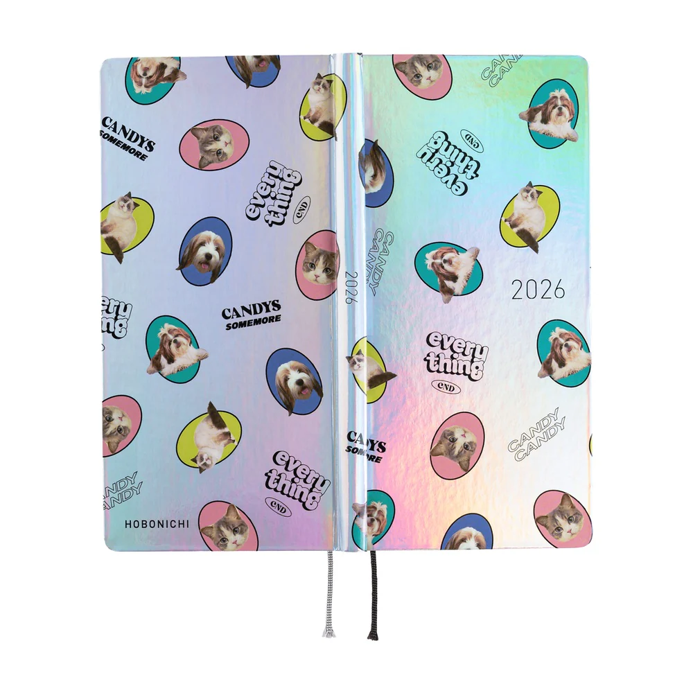 Hobonichi Techo 2026 - Weeks/Wallet Planner Book - Candy Stripper: Random Dog & Cat (Aurora) [English/Tall & Slim/Jan Start] - Image 3