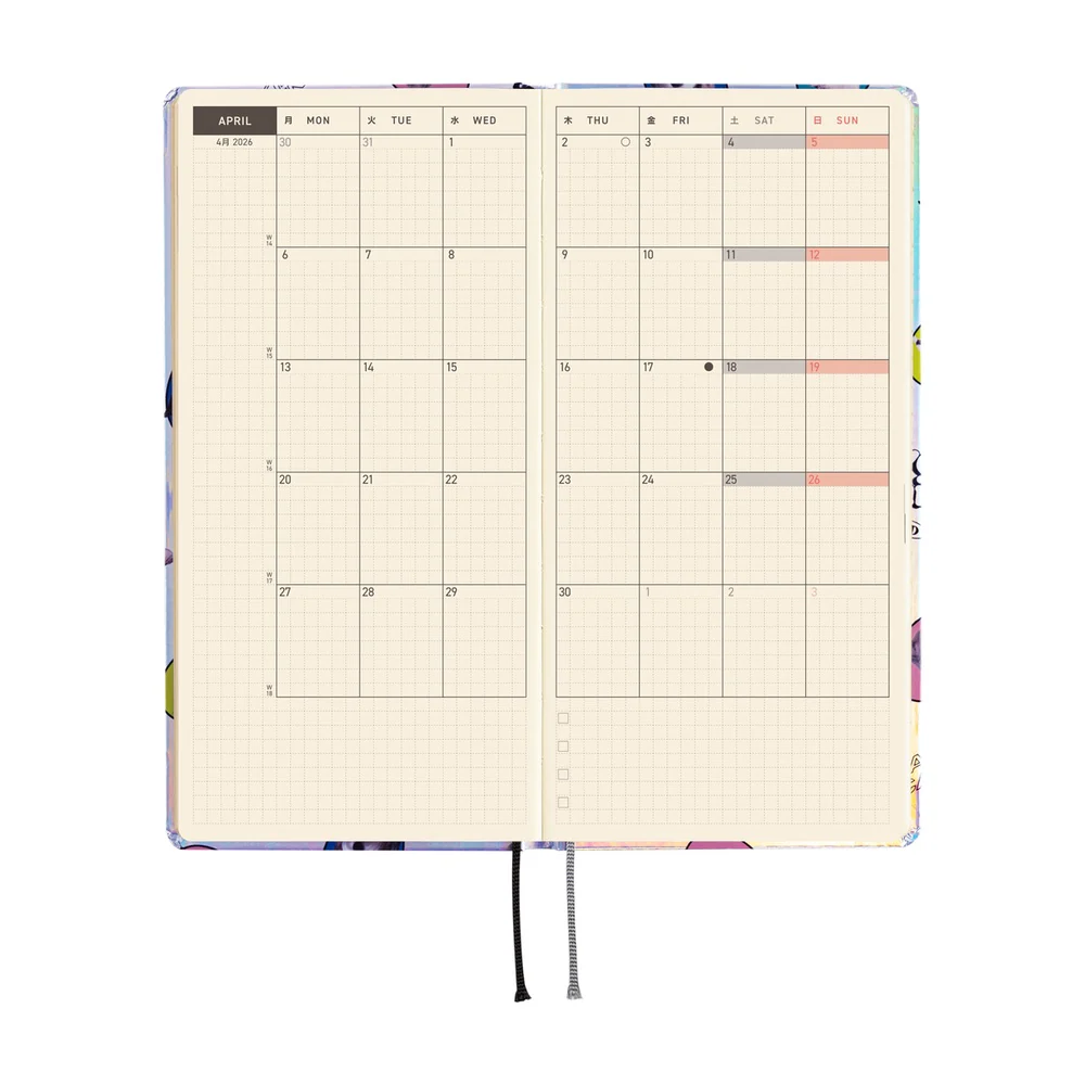 Hobonichi Techo 2026 - Weeks/Wallet Planner Book - Candy Stripper: Random Dog & Cat (Aurora) [English/Tall & Slim/Jan Start] - Image 4