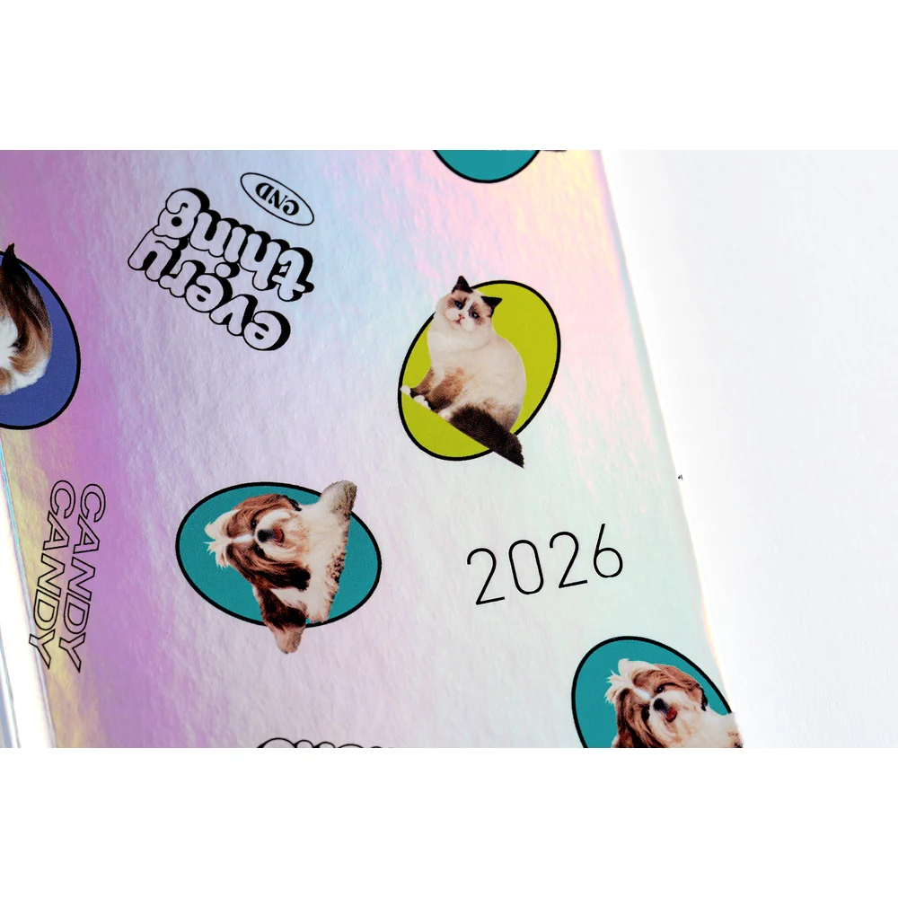 Hobonichi Techo 2026 - Weeks/Wallet Planner Book - Candy Stripper: Random Dog & Cat (Aurora) [English/Tall & Slim/Jan Start] - Image 8
