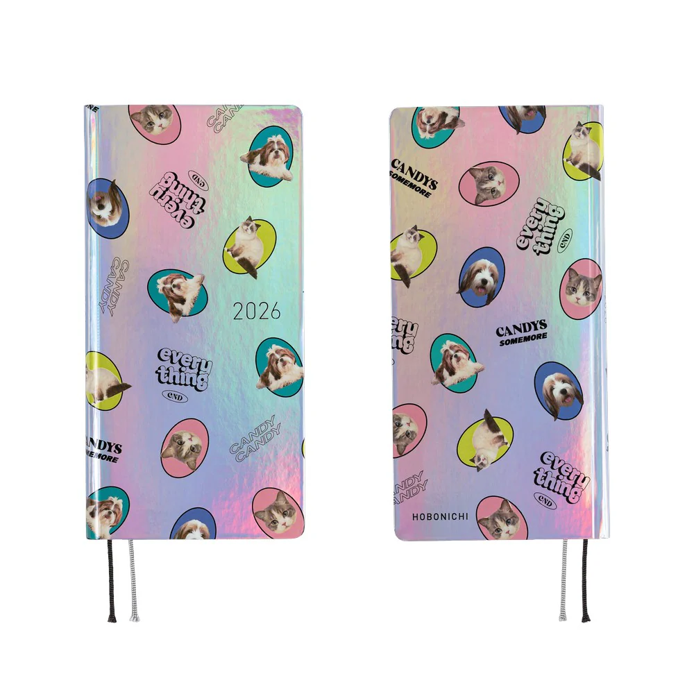 Hobonichi Techo 2026 - Weeks/Wallet Planner Book - Candy Stripper: Random Dog & Cat (Aurora) [English/Tall & Slim/Jan Start] - Image 9