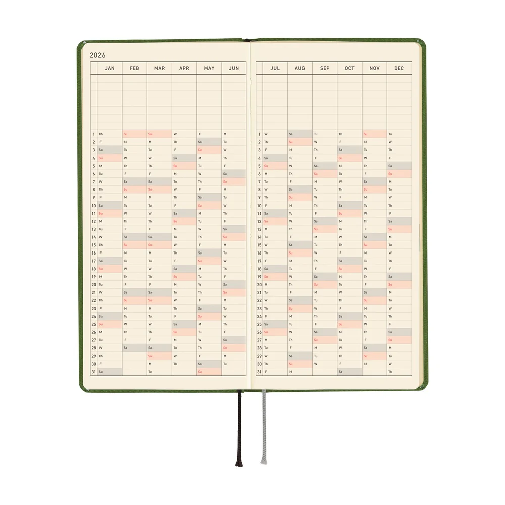 Hobonichi Techo 2026 - Weeks/Wallet Planner Book - Colors: Antique Green  [English/Tall & Slim/Jan Start] - Image 6