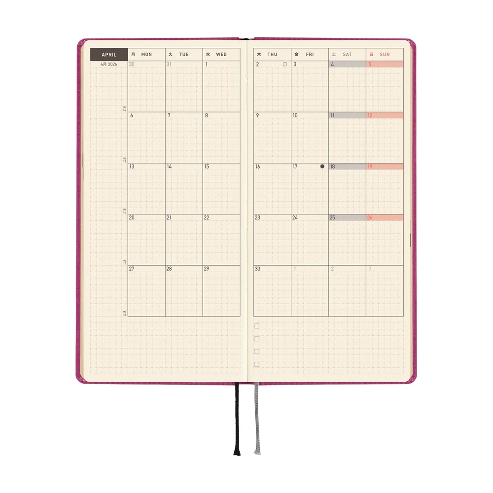 Hobonichi Techo 2026 - Weeks/Wallet Planner Book - Colors: Peony Purple [English/Tall & Slim/Jan Start] - Image 4