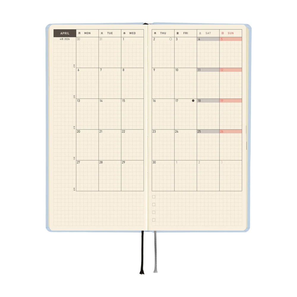 Hobonichi Techo 2026 - Weeks/Wallet Planner Book - Colors: Sky Mist  [English/Tall & Slim/Jan Start] - Image 4
