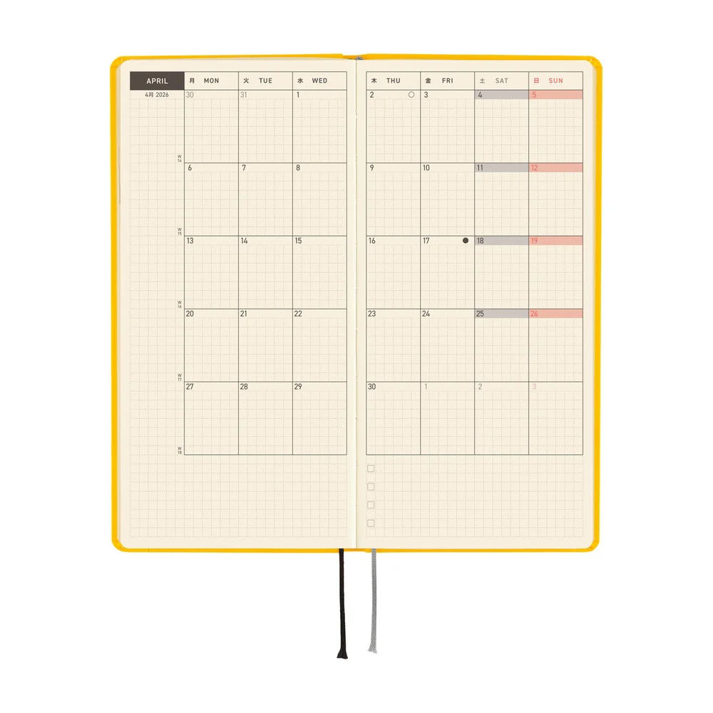 Hobonichi Techo 2026 - Weeks/Wallet Planner Book - Colors: Full Moon Yellow [English/Tall & Slim/Jan Start] - Image 4